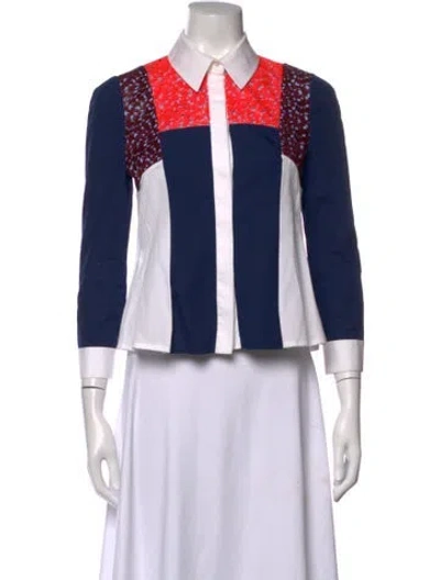Pre-owned Peter Pilotto Patterned Long Sleeve Top In Blue