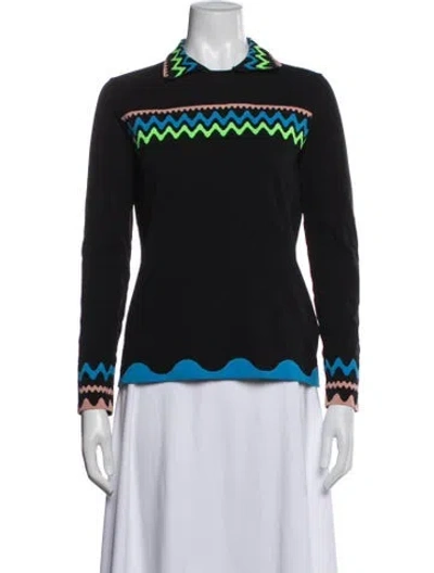 Pre-owned Peter Pilotto Patterned Long Sleeve Top In Blue