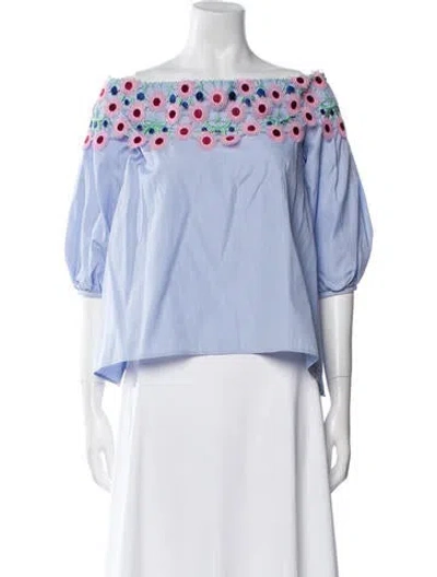 Pre-owned Peter Pilotto Patterned Off-the-shoulder Crop Top In Multi