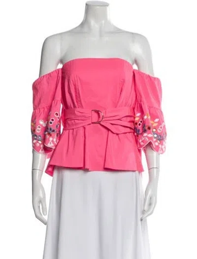 Pre-owned Peter Pilotto Patterned Off-the-shoulder Top In Pink