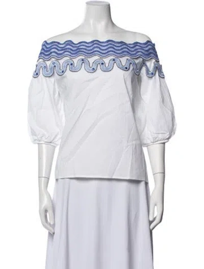 Pre-owned Peter Pilotto Patterned Off-the-shoulder Top In White