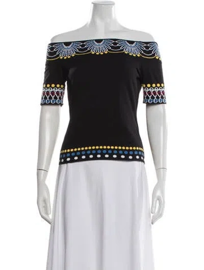 Pre-owned Peter Pilotto Patterned Off-the-shoulder Top In White