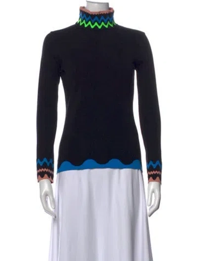 Pre-owned Peter Pilotto Patterned Turtleneck Top In Black