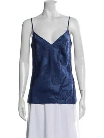 Pre-owned Peter Pilotto Patterned V-neck Top In Blue