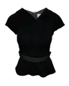 Peter Pilotto Peplum Top In Black Wool In Black