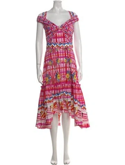 Pre-owned Peter Pilotto Plaid Print Midi Length Dress In Pink