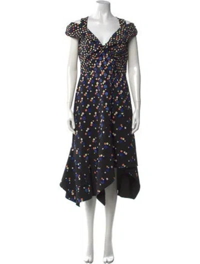Pre-owned Peter Pilotto Polka Dot Print Midi Length Dress In Black