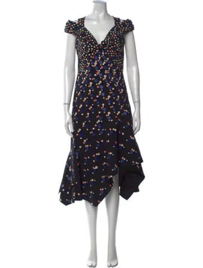 Pre-owned Peter Pilotto Polka Dot Print Midi Length Dress In Black