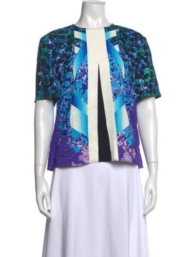 Pre-owned Peter Pilotto Printed Crew Neck Top In Blue