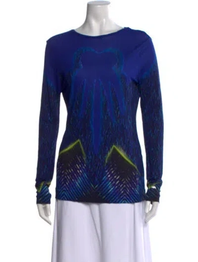 Pre-owned Peter Pilotto Printed Crew Neck Top In Blue