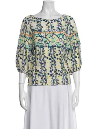 Pre-owned Peter Pilotto Printed Crew Neck Top In Blue
