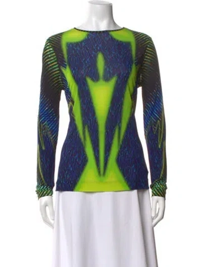 Pre-owned Peter Pilotto Printed Crew Neck Top In Blue