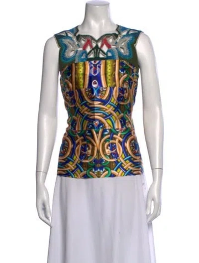 Pre-owned Peter Pilotto Printed Crew Neck Top In Multicolor