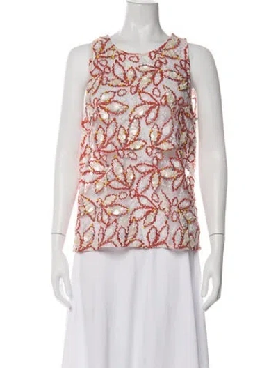 Pre-owned Peter Pilotto Printed Crew Neck Top In Red
