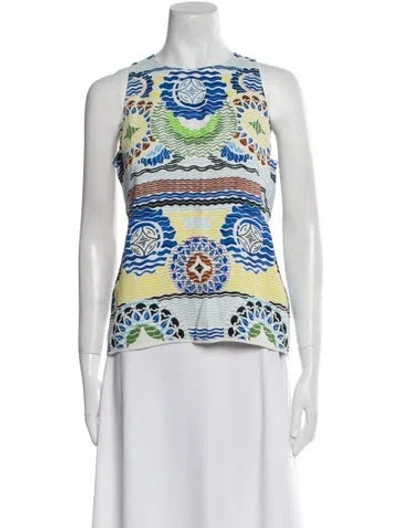 Pre-owned Peter Pilotto Printed Crew Neck Top In White