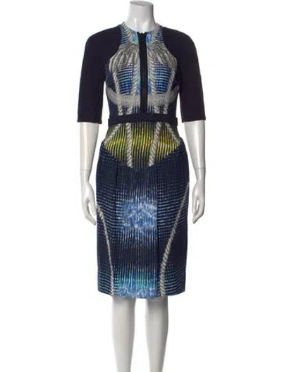 Pre-owned Peter Pilotto Printed Knee-length Dress In Blue