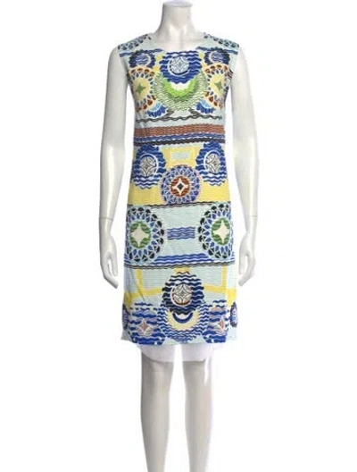 Pre-owned Peter Pilotto Printed Knee-length Dress In Blue/yellow