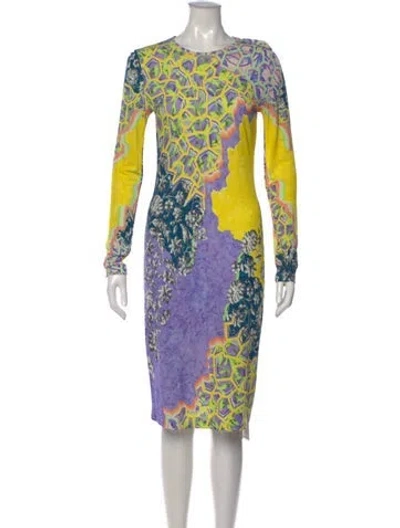 Pre-owned Peter Pilotto Printed Knee-length Dress In Yellow