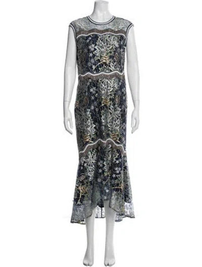 Pre-owned Peter Pilotto Printed Long Dress In Blue