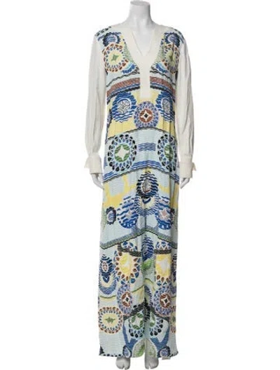 Pre-owned Peter Pilotto Printed Long Dress In White
