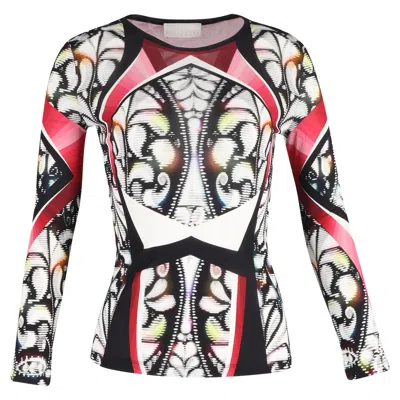 Pre-owned Peter Pilotto Printed Long Sleeve Top In Multicolor Viscose In Pink