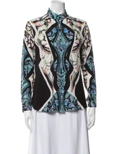 Pre-owned Peter Pilotto Printed Long Sleeve Top In White