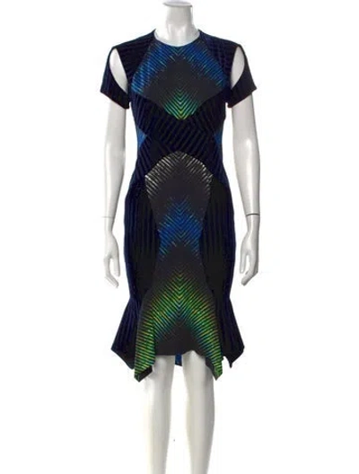 Pre-owned Peter Pilotto Printed Midi Length Dress In Black/blue