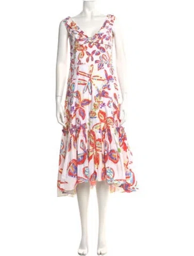 Pre-owned Peter Pilotto Printed Midi Length Dress In White