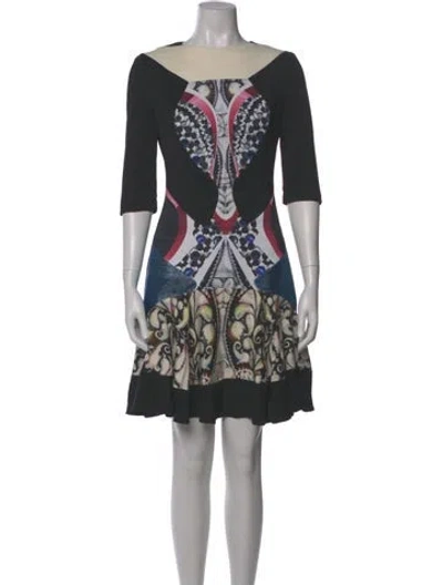 Pre-owned Peter Pilotto Printed Mini Dress In Black