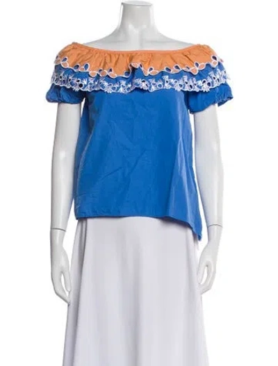 Pre-owned Peter Pilotto Printed Off-the-shoulder Top In White