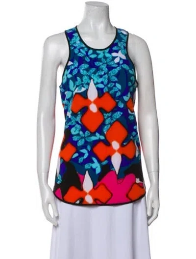 Pre-owned Peter Pilotto Printed Scoop Neck Top In Blue