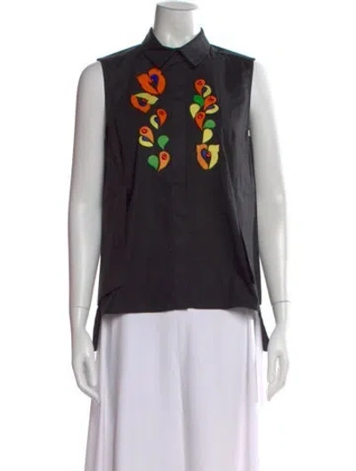 Pre-owned Peter Pilotto Printed Sleeveless Top In Black