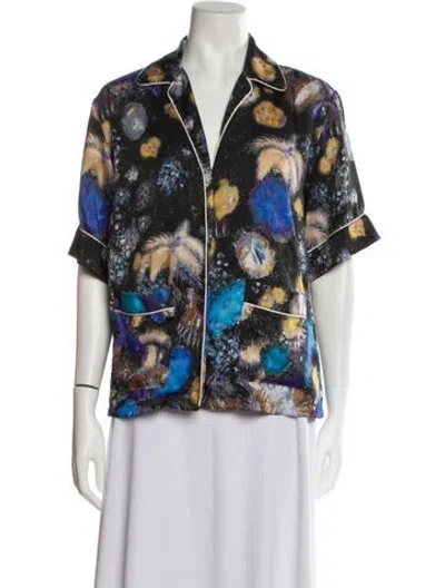 Pre-owned Peter Pilotto Printed V-neck Blouse In Black