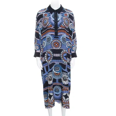 Peter Pilotto Silk Digital Abstract Printed Kaftan Maxi Dress One In Blue