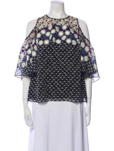 Pre-owned Peter Pilotto Silk Floral Print Blouse In Black