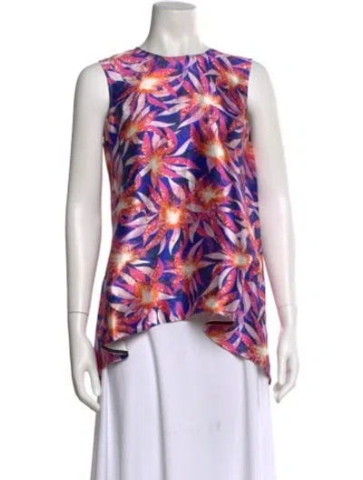 Pre-owned Peter Pilotto Silk Floral Print Blouse In Pink