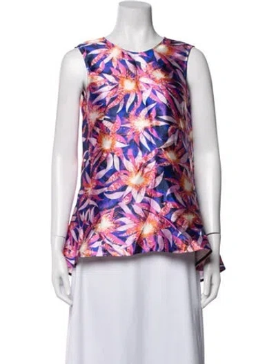 Pre-owned Peter Pilotto Silk Floral Print Top In Pink