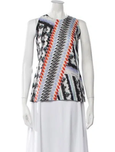 Pre-owned Peter Pilotto Silk Graphic Print Top In Black/red/white