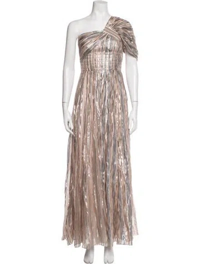 Pre-owned Peter Pilotto Silk Long Dress In Metallic/pink