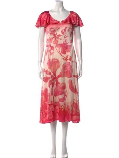 Pre-owned Peter Pilotto Silk Midi Length Dress In Pink