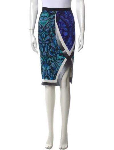 Pre-owned Peter Pilotto Silk Midi Length Skirt In Blue