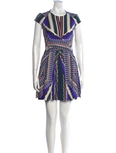 Pre-owned Peter Pilotto Silk Mini Dress In Black/blue/white