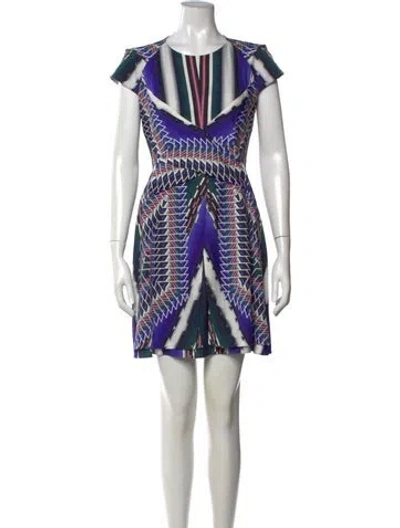 Pre-owned Peter Pilotto Silk Mini Dress In Black/blue/white