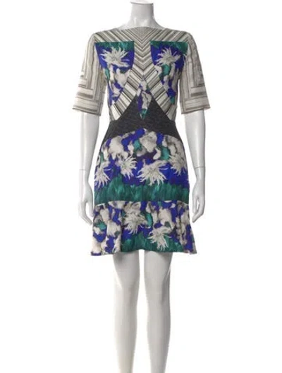 Pre-owned Peter Pilotto Silk Mini Dress In Blue