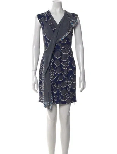 Pre-owned Peter Pilotto Silk Mini Dress In Blue