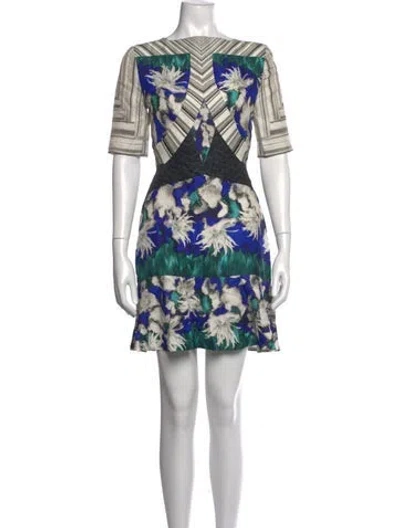 Pre-owned Peter Pilotto Silk Mini Dress In Blue