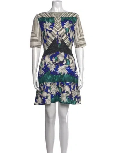 Pre-owned Peter Pilotto Silk Mini Dress In Blue