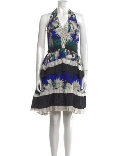 Pre-owned Peter Pilotto Silk Mini Dress In Blue