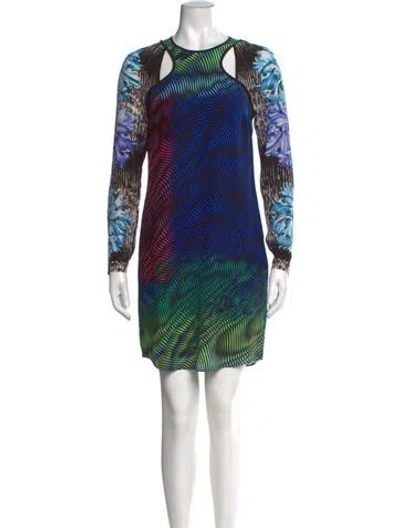 Pre-owned Peter Pilotto Silk Mini Dress In Blue