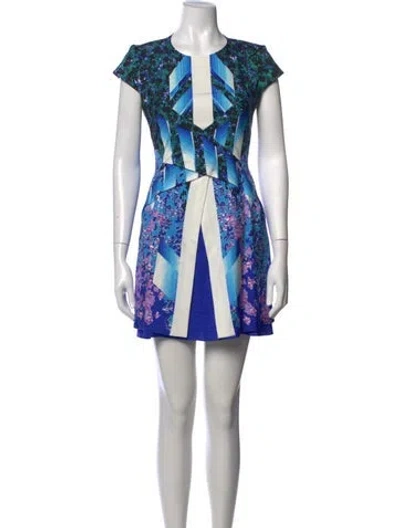 Pre-owned Peter Pilotto Silk Mini Dress In Blue